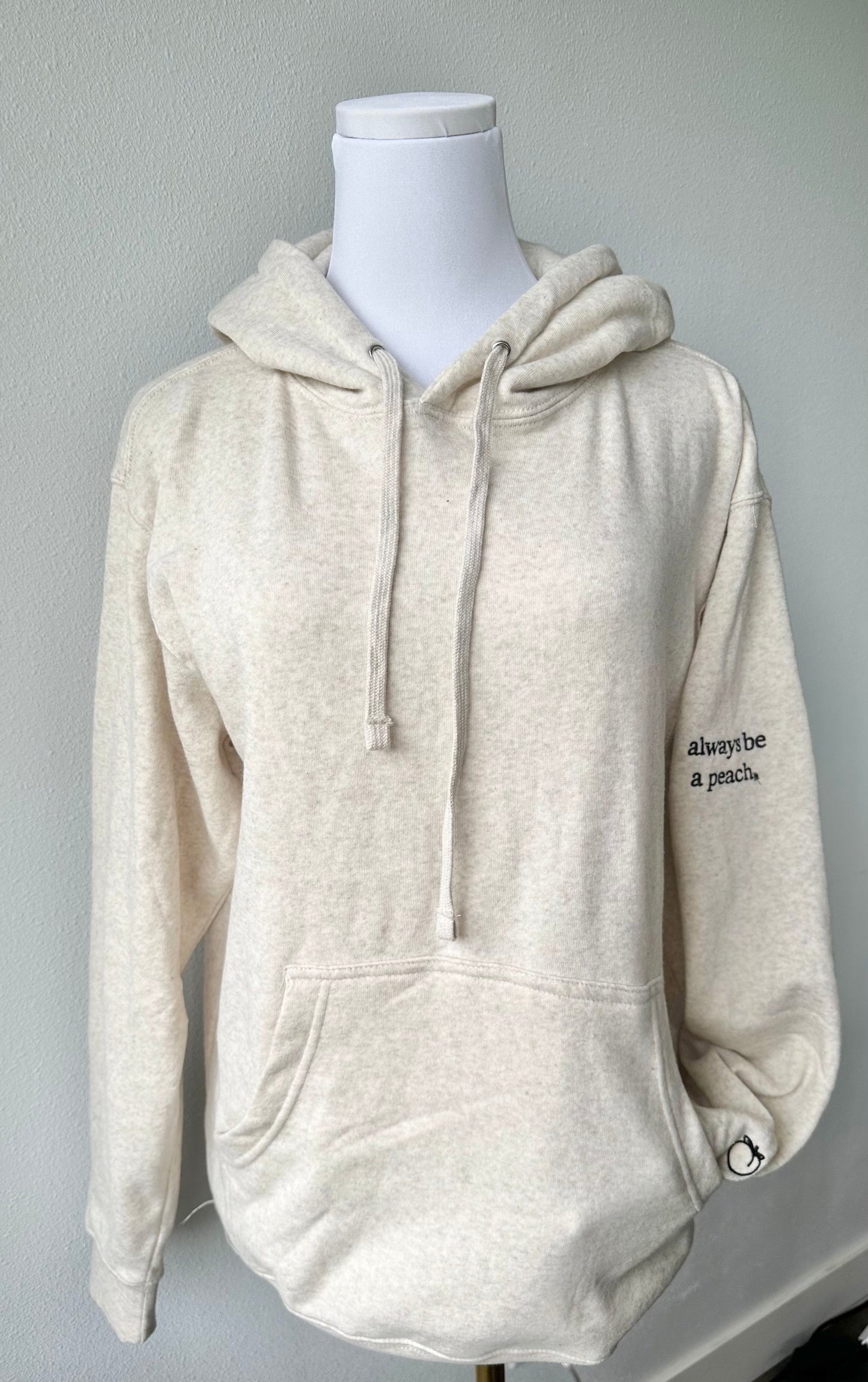 “always be a peach” oatmeal hoodie