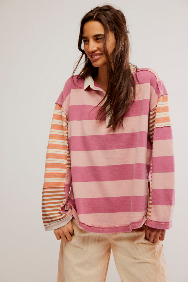 Free People Aster Strip Tee- Farm Combo