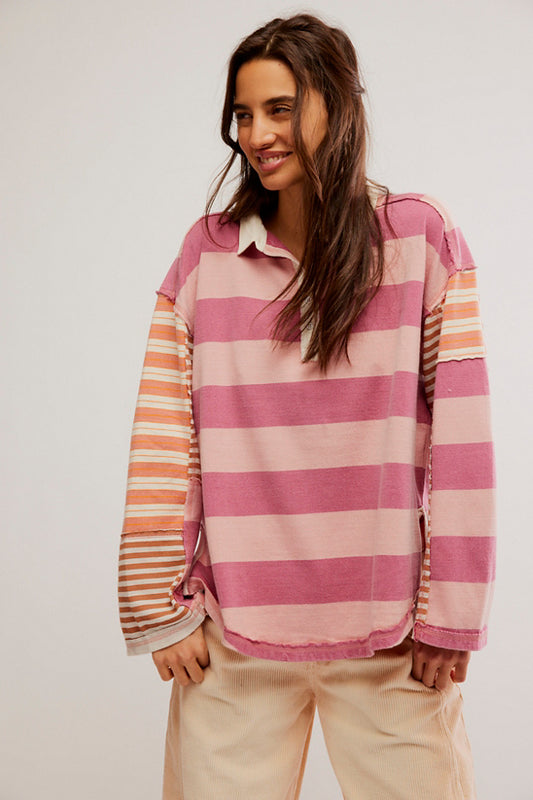 Free People Aster Strip Tee- Farm Combo