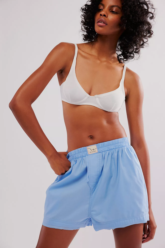 Free People Day to Day Solid Boxers- Placid Blue