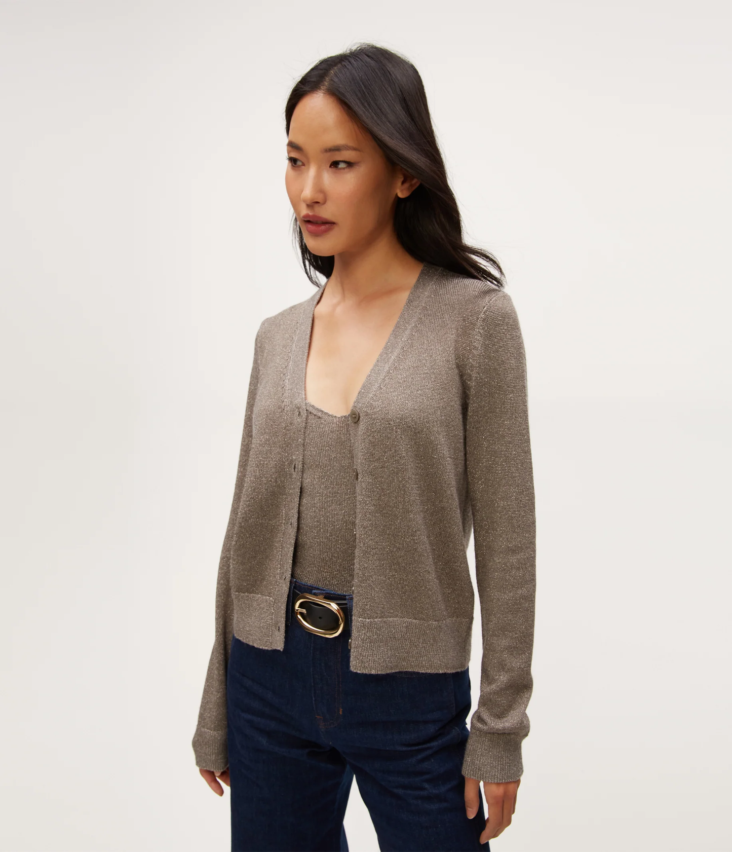 Michael Stars Ruiz Metallic Cardigan- Pewter