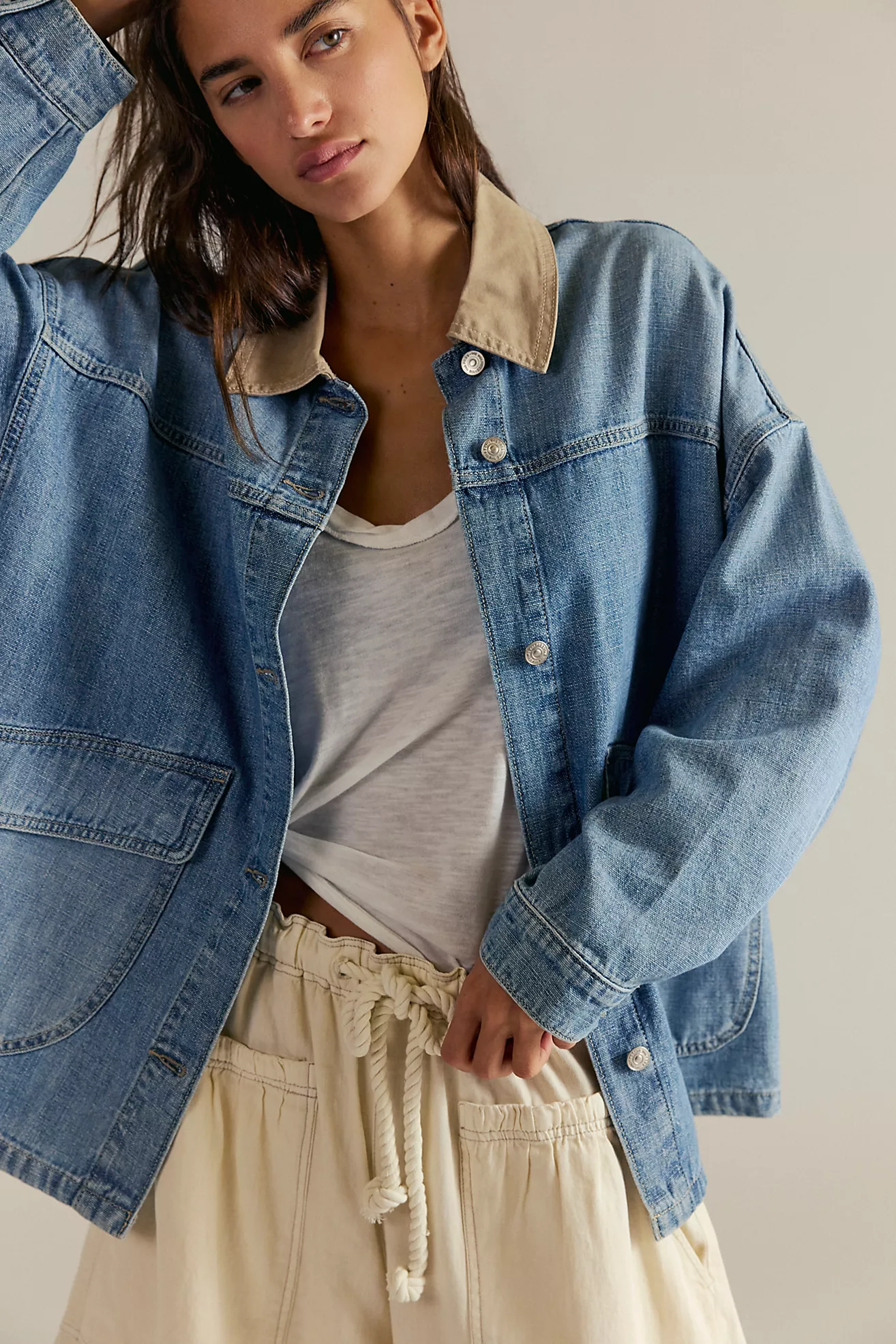 Free People Lemon Denim Jacket- Berry Blues