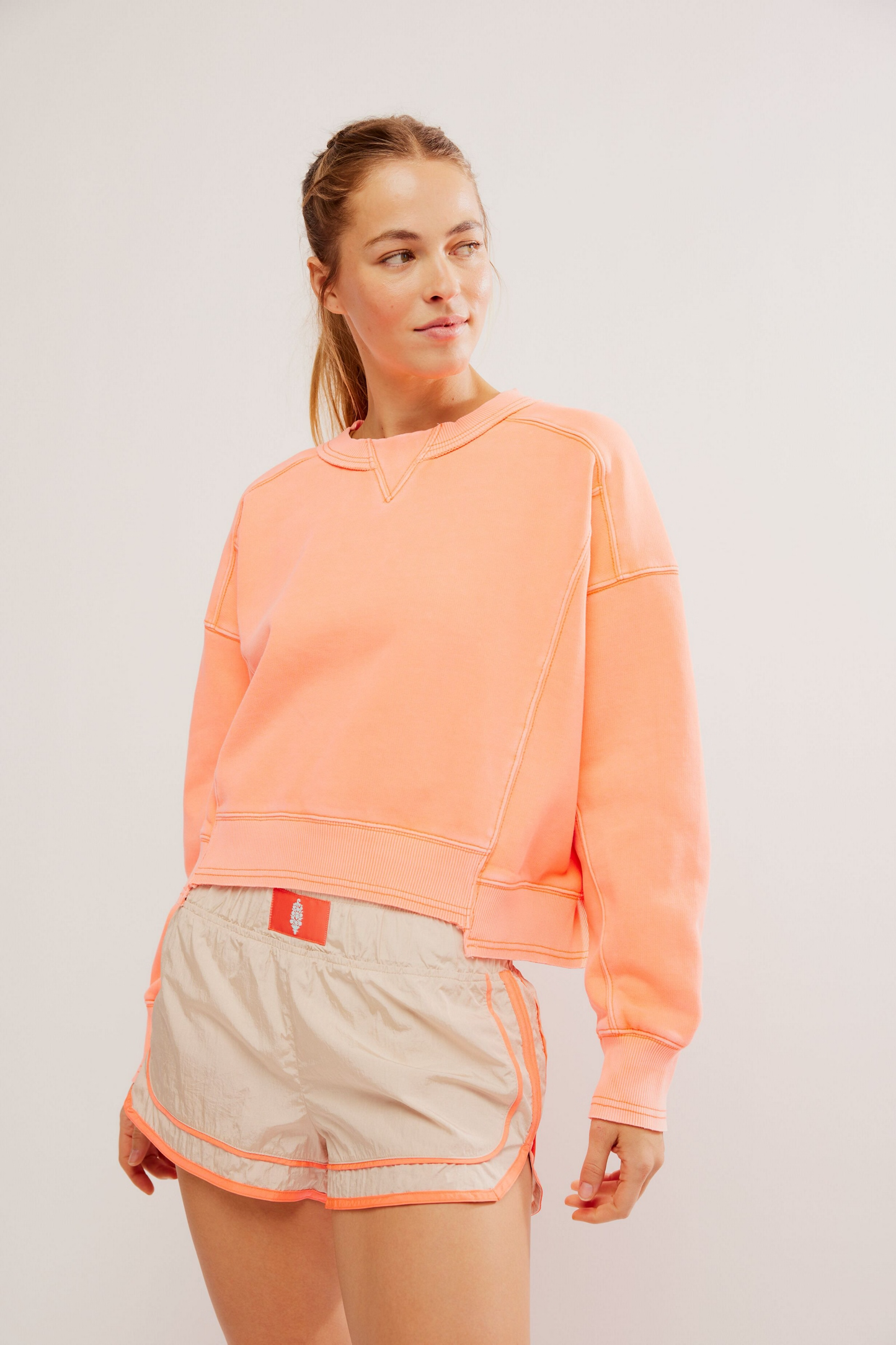 Free People Intercept Pullover- Neon Coral