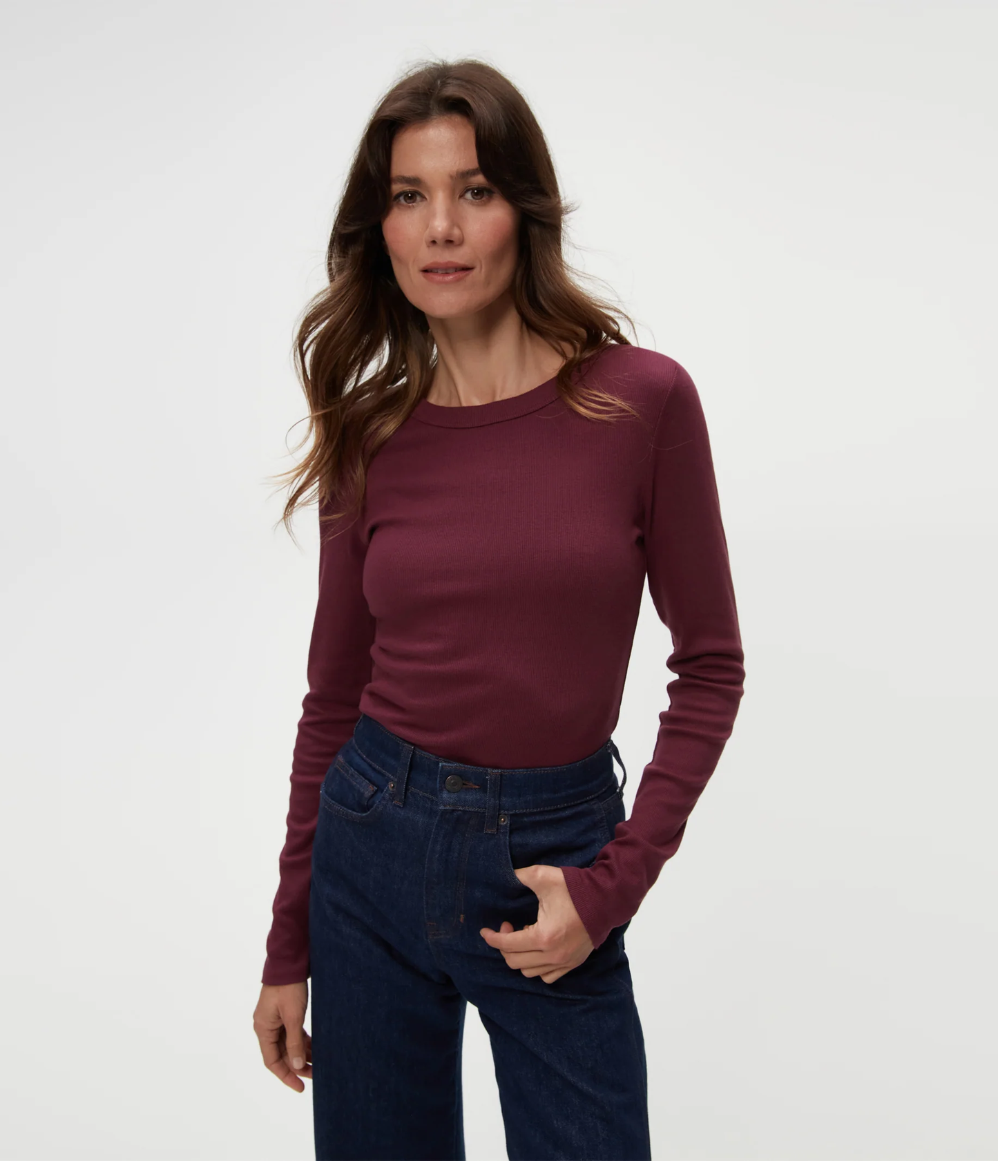 Michael Stars Zola Ribbed Tee- Beetroot