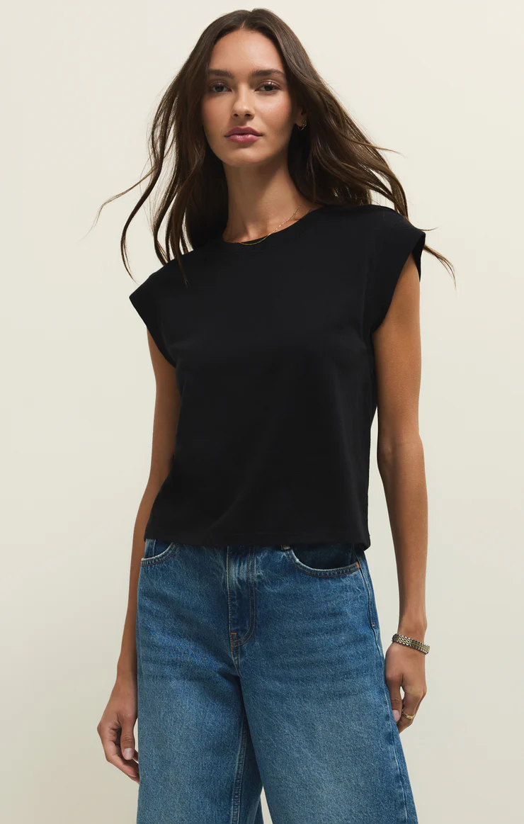 Z Supply Camino Cotton Jersey Tee- True Black