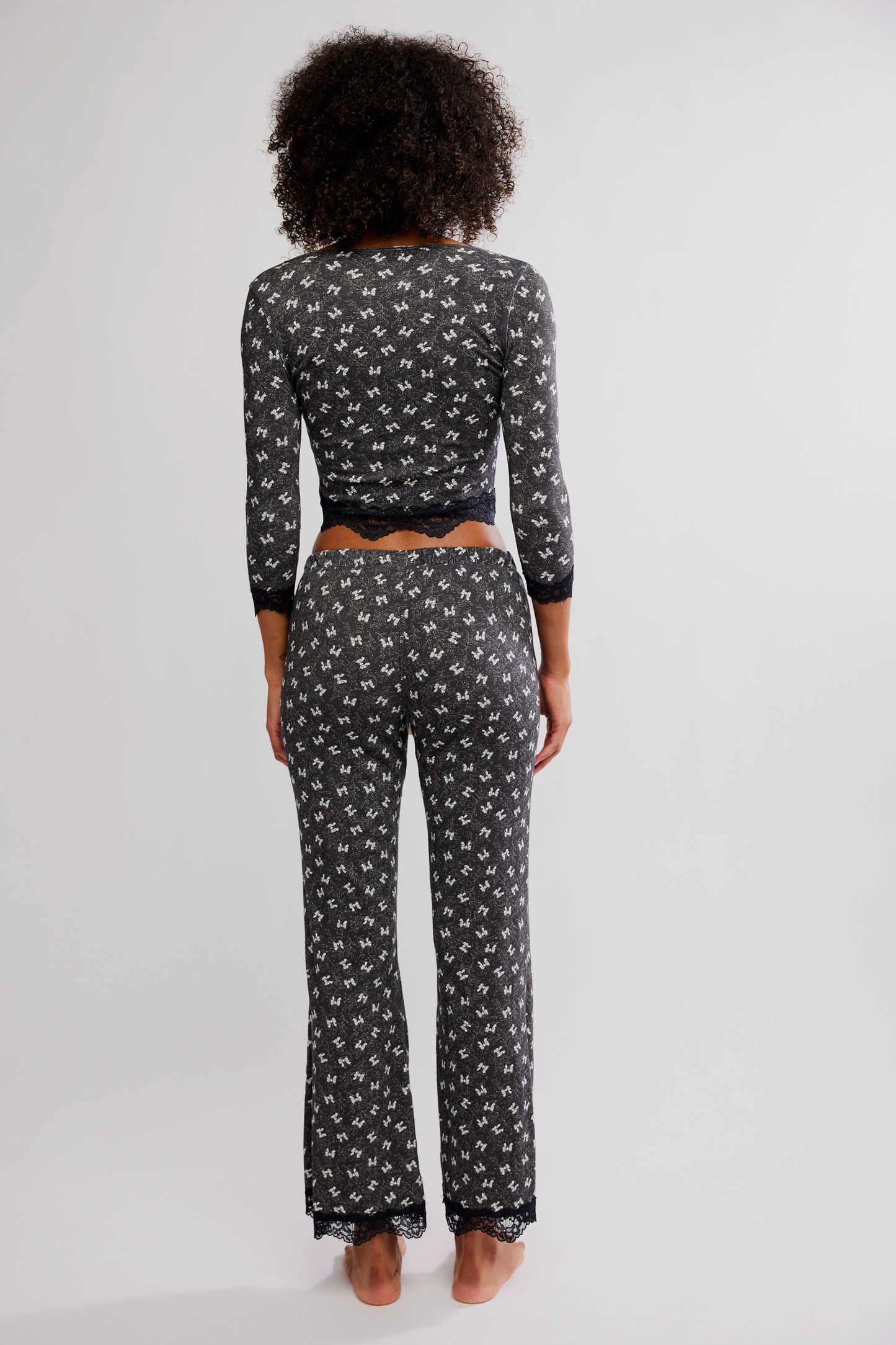 Free People Stolen Dance Sleep Set- Charcoal combo