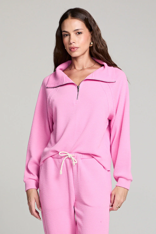 Saltwater Luxe Half Zip Raglan pullover- Punch