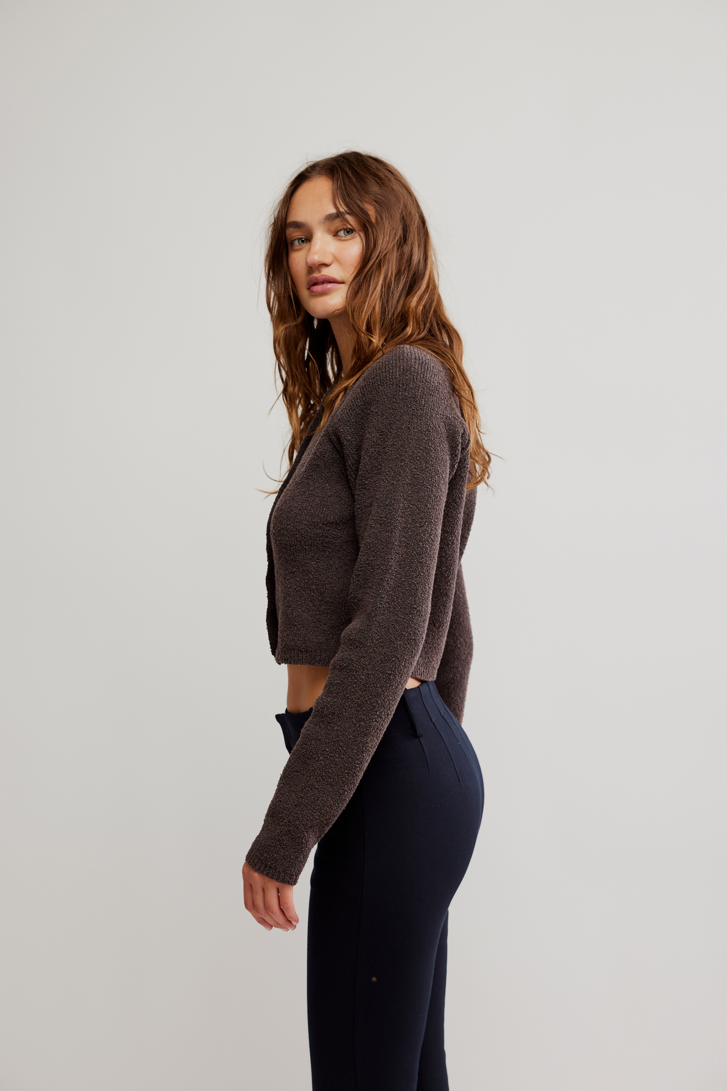 Free People Sydney Shrunken Cardigan- Chocolate Torte