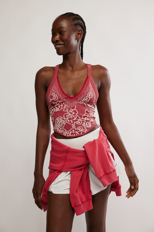 Free People Day Dream Color Block Cami- Cranberry Combo