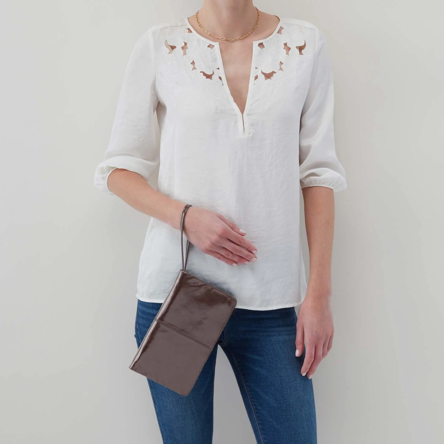 HOBO Vida Wristlet in Polished Leather- Hearthstone