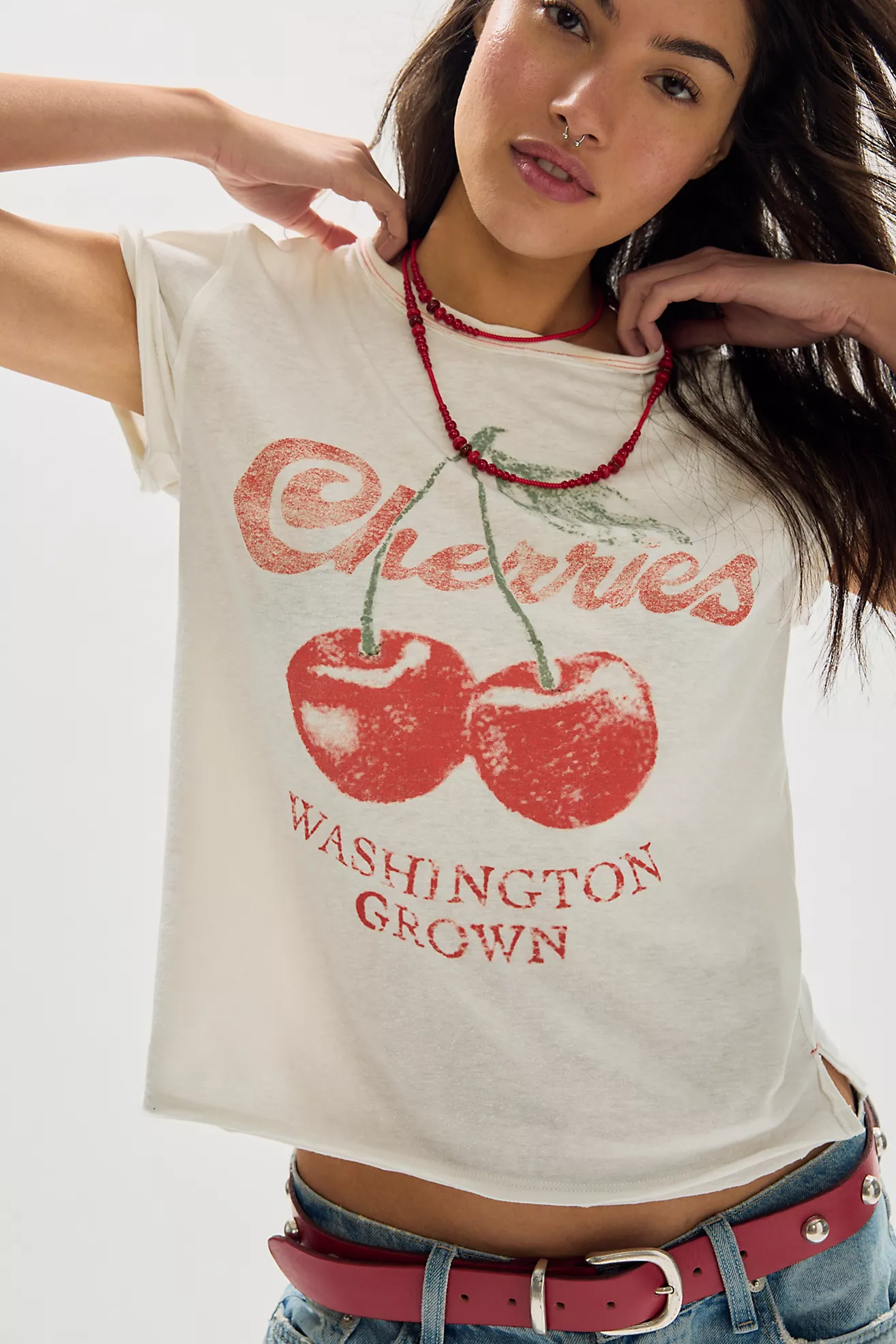 Free People Nova Graphic Tee- Cherry Combo