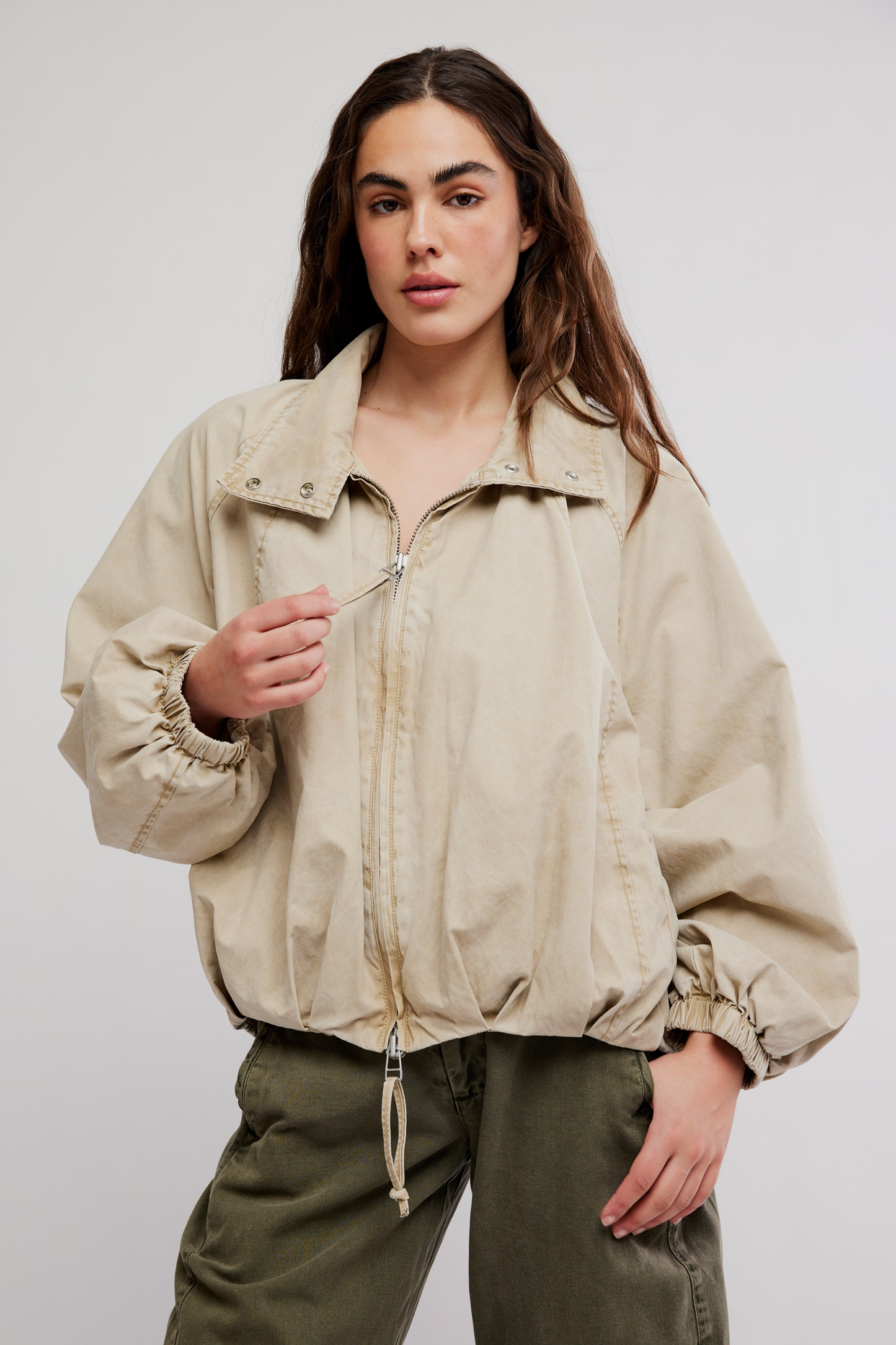 Chelsea Funnel-Neck Jacket- Oatmeal