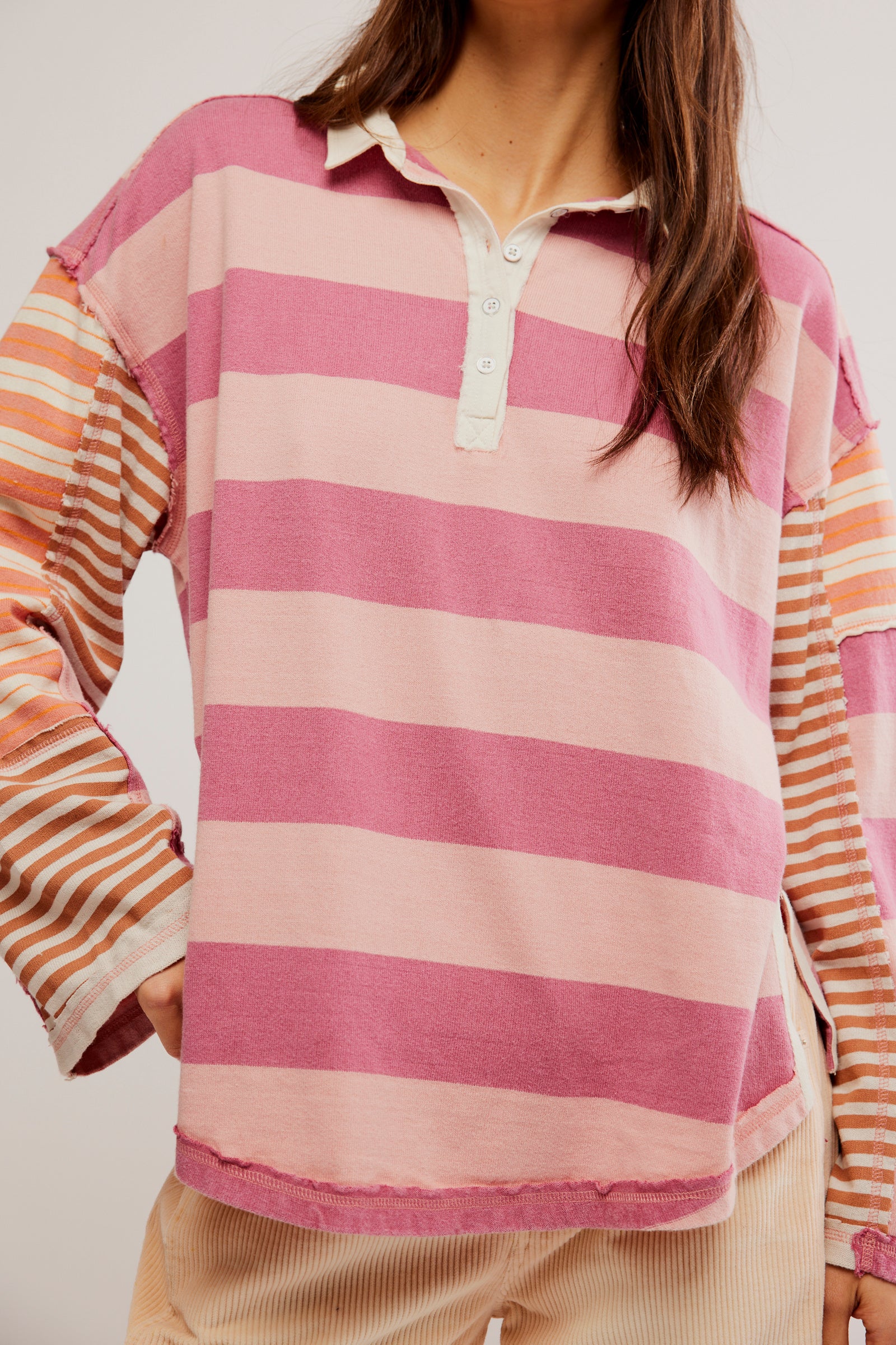Free People Aster Strip Tee- Farm Combo