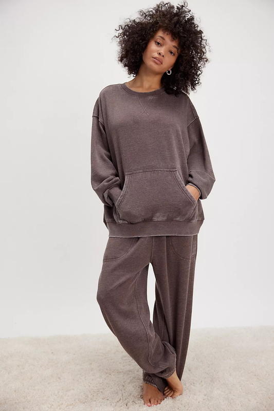 Free People Slow it Down Pullover- French Toast