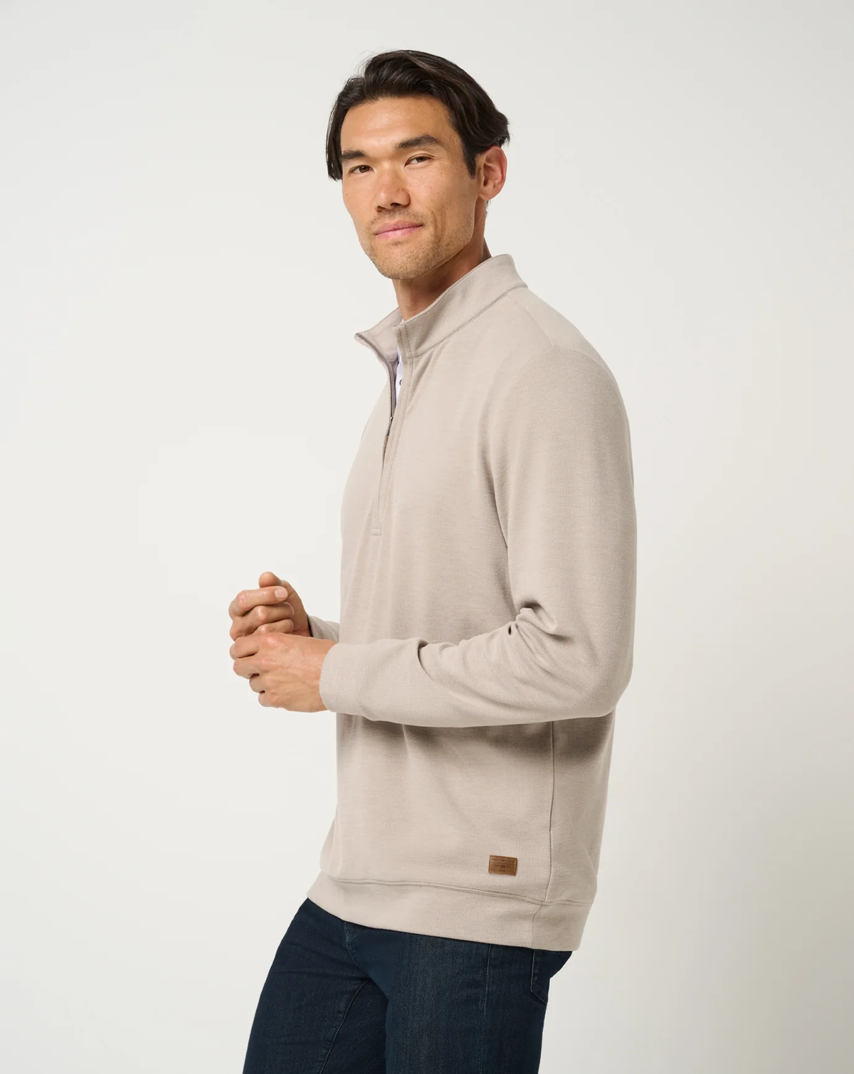 Travis Mathew Cloud Sweater Quarter Zip- Heather Roasted Cash