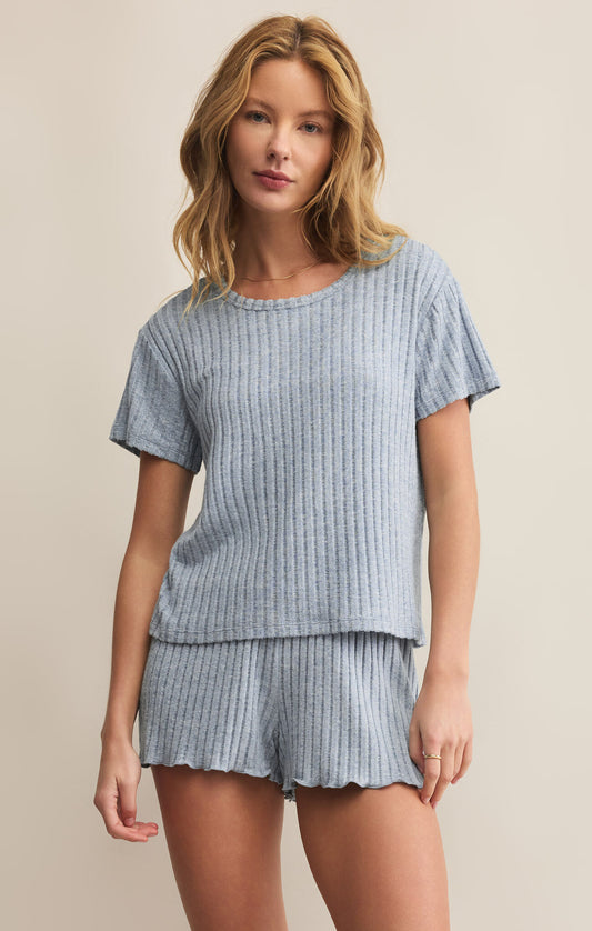 Z Supply Kara Rib tee- Light Denim