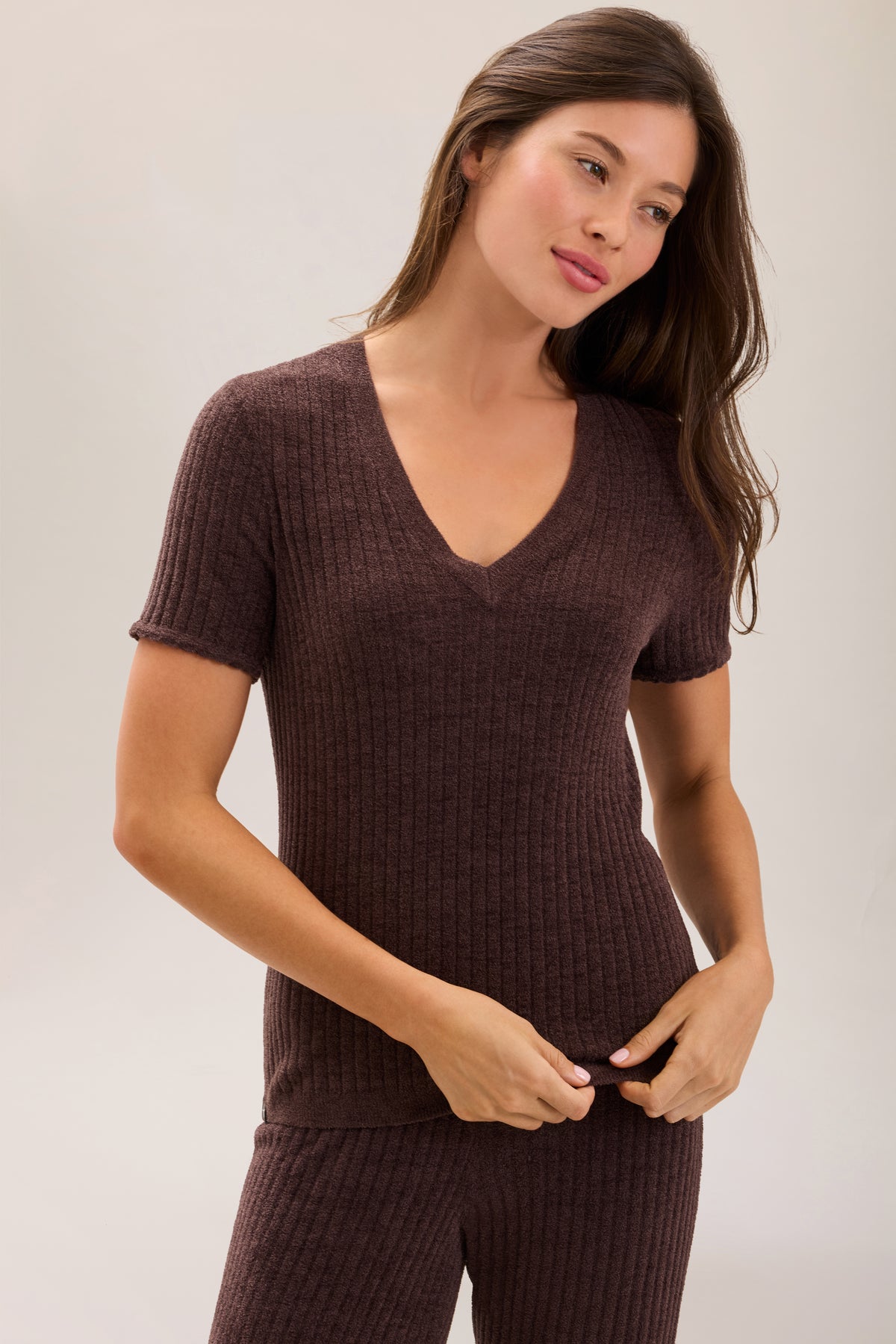 Barefoot Dreams CozyChic Ultra Lite Scallop Rob Short Sleeve