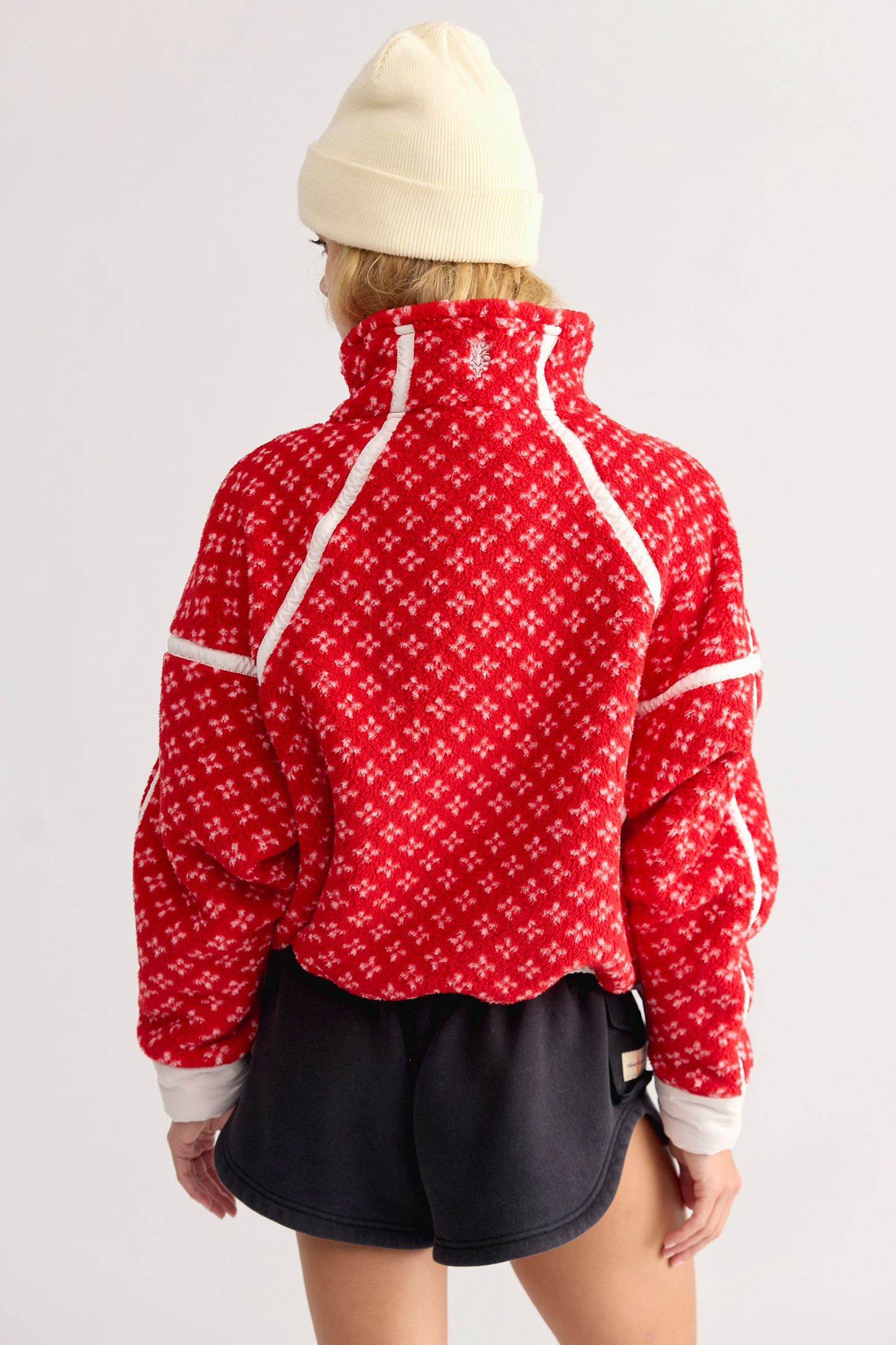 Free People Mountain High Printed Half-Zip- Candy Apple Birdseye