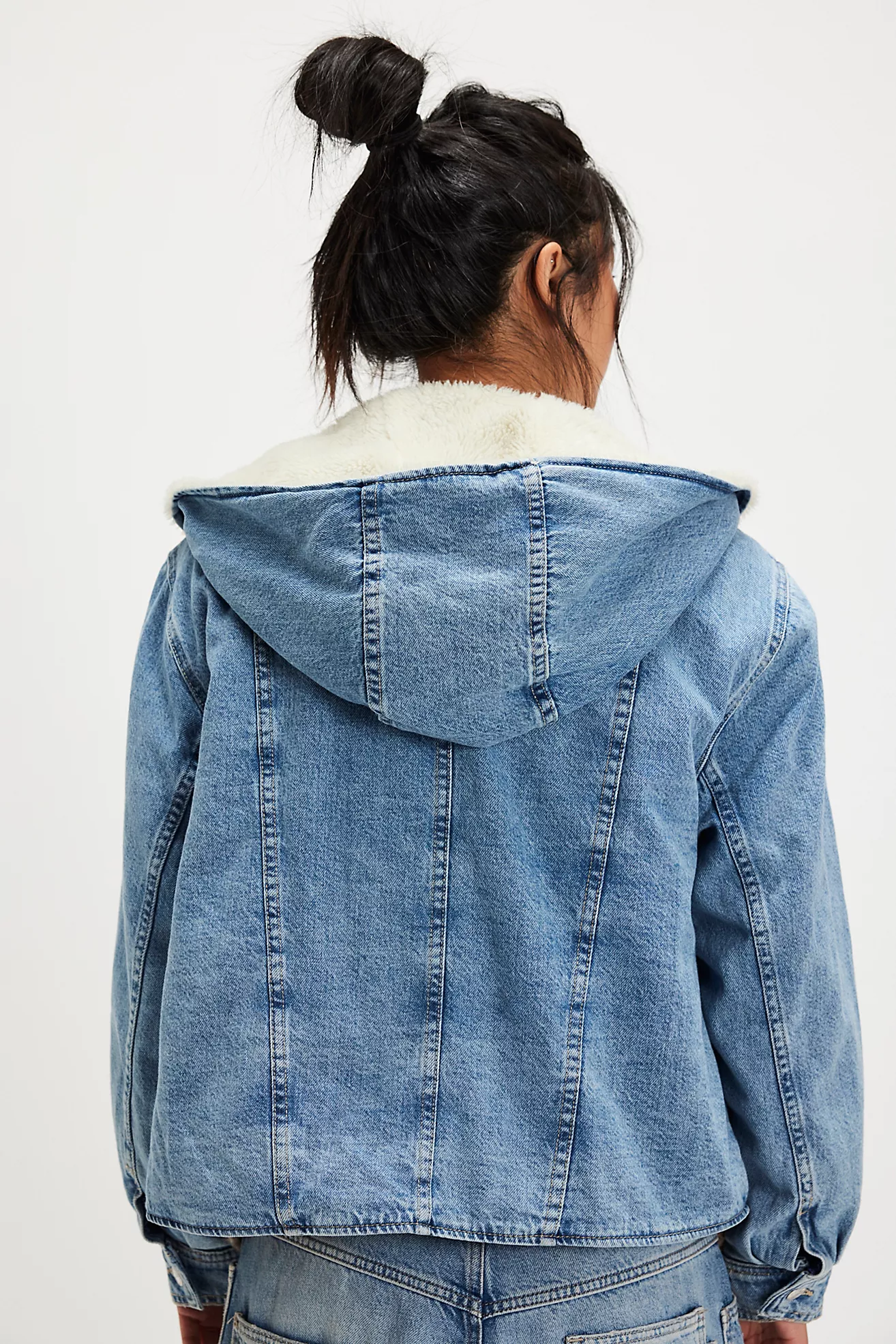 Free People Asher Cozy Denim Jacket- Snowdrift Wash