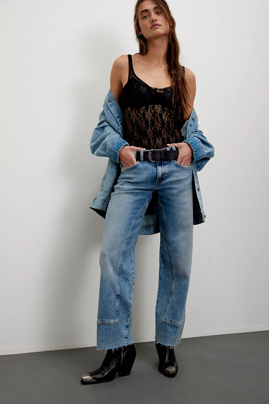 Free People Risk Taker Mid-Rise Jeans- Mantra