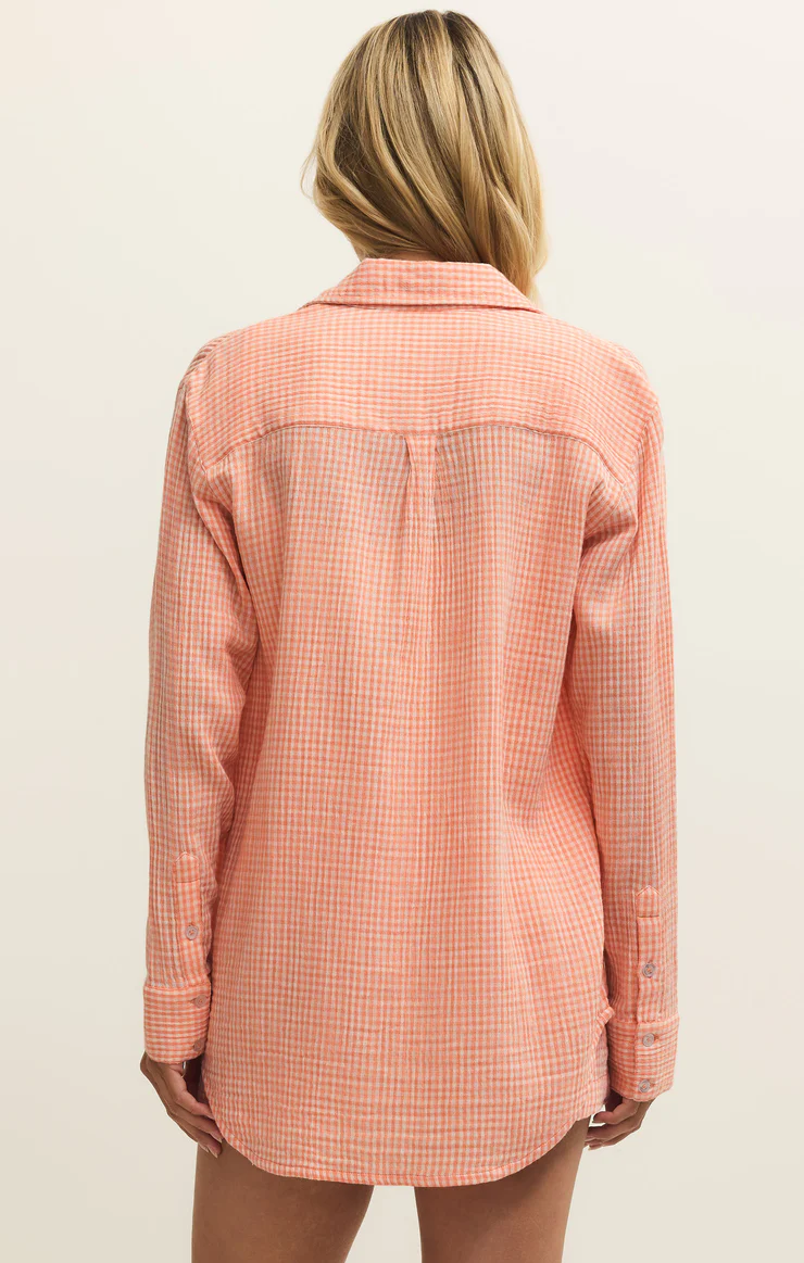 Z Supply Classic Gingham Top- Cantaloupe