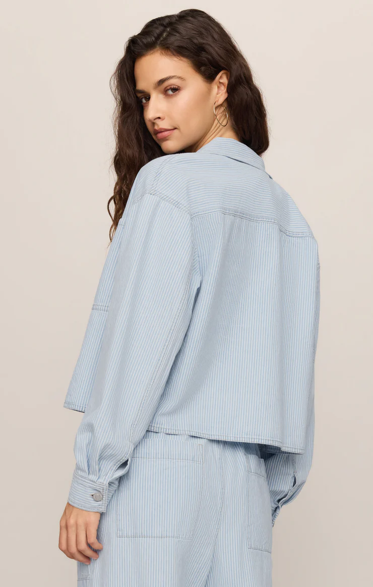 Z Supply Erin Soft Denim Railroad Jacket-Seaboard Stripe