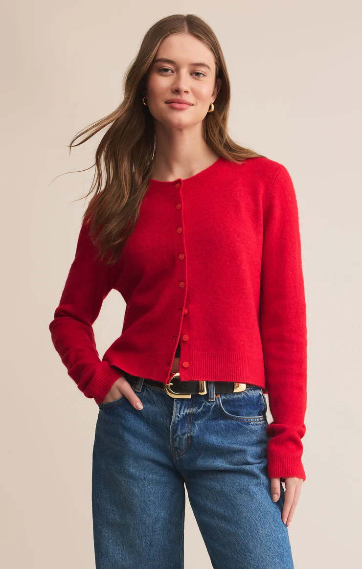 Z Supply Medina Cozy Cardigan- Festive Red
