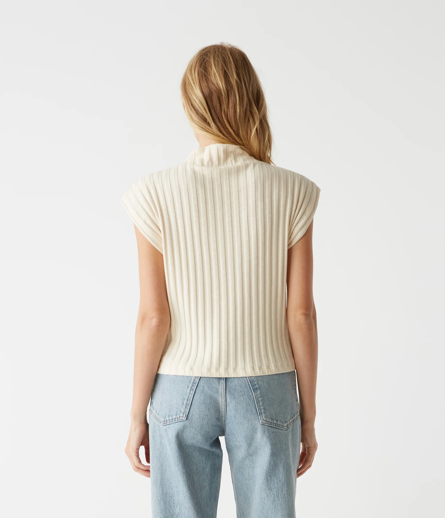 Michael Stars Nara Mock Neck Top- Chalk