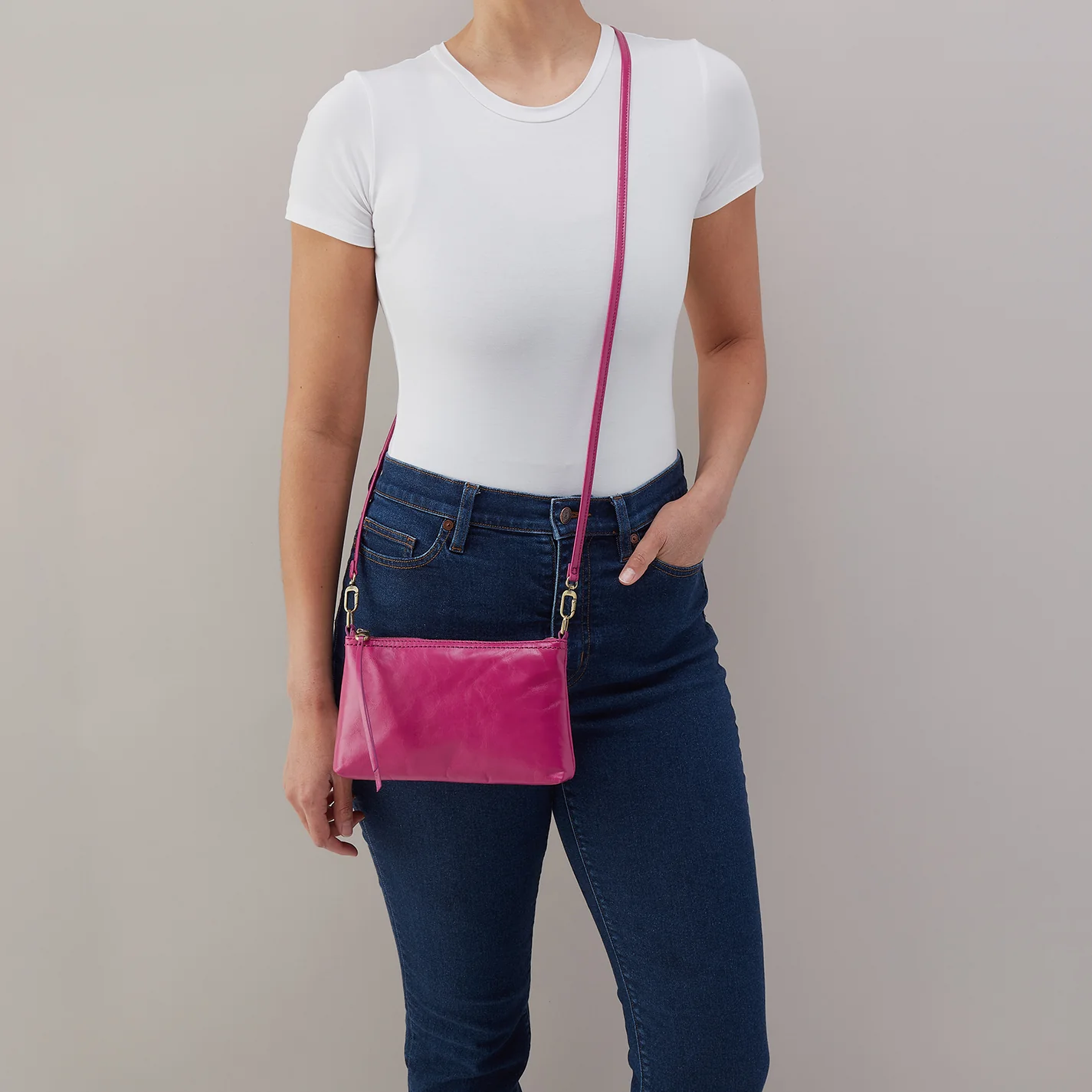 HOBO Darcy Crossbody in Polished Leather- Cactus Flower