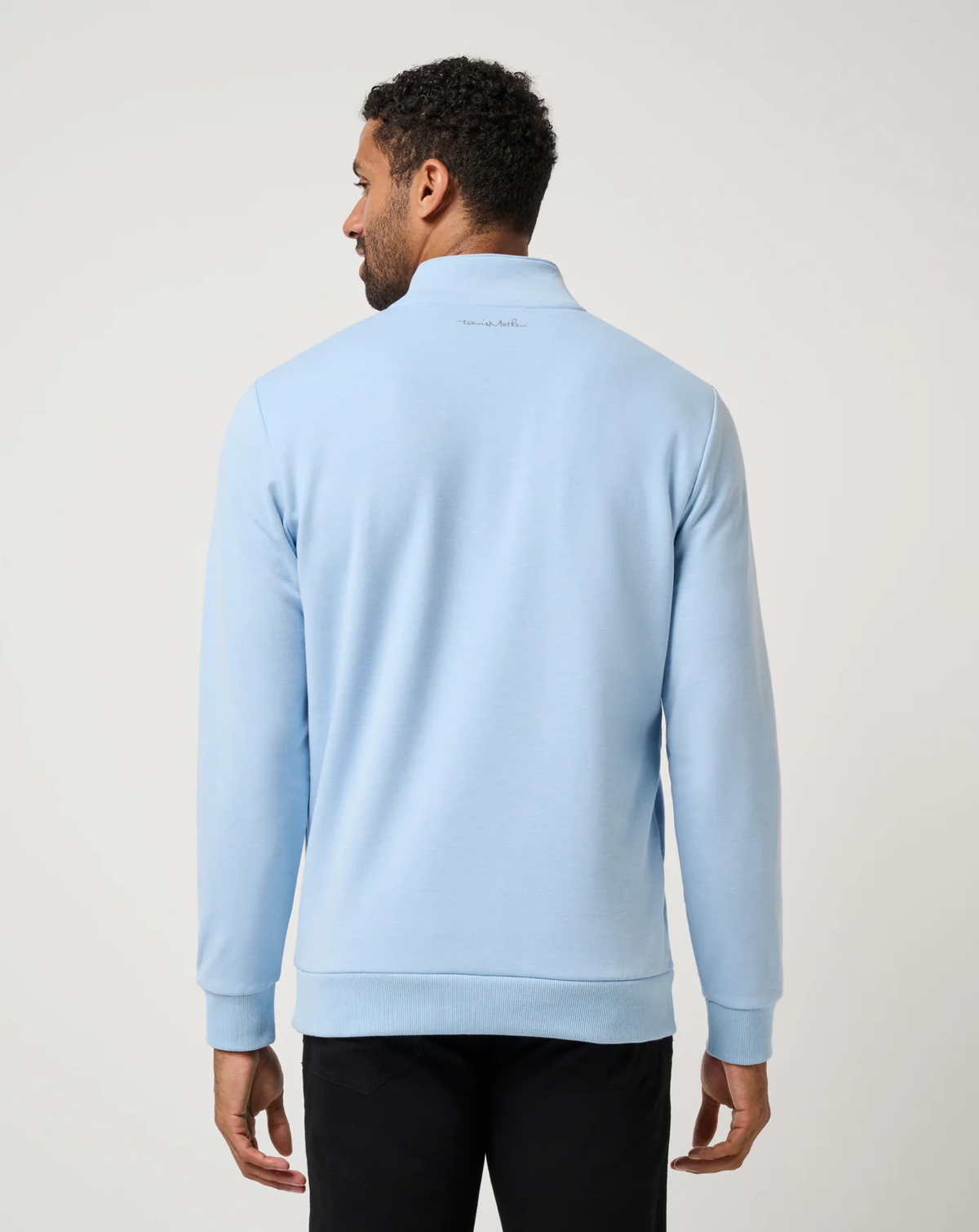 Travis Mathew Cloud Quarter Zip- Heather Powder Blue