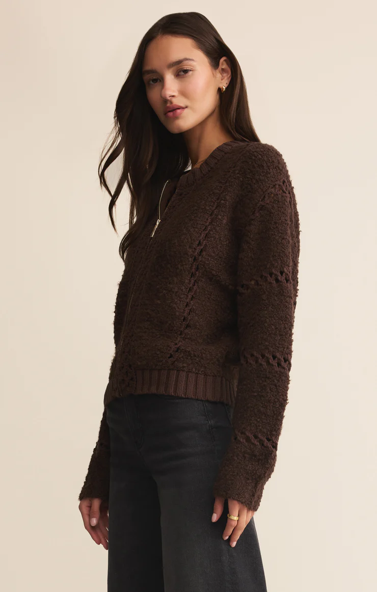 Z Supply Sundance Zip-Up Sweater- Chocolate Cherry
