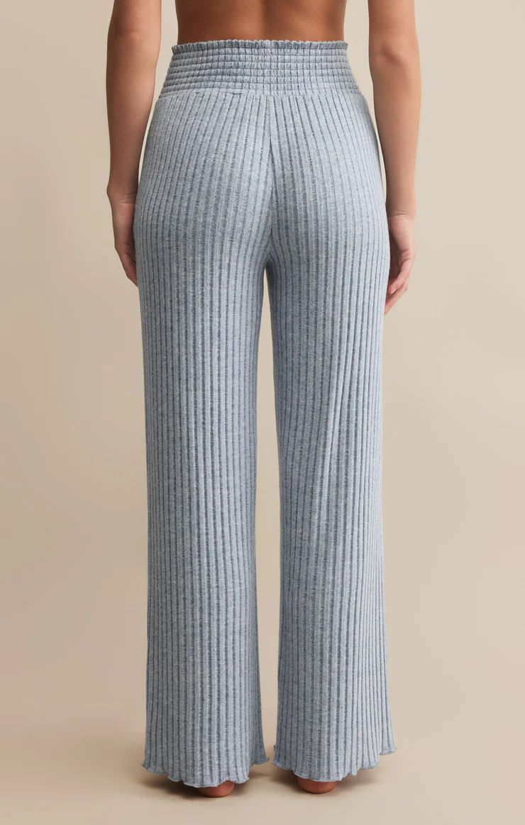 Z Supply Dawn Smocked Ribbed Pants- Light Denim