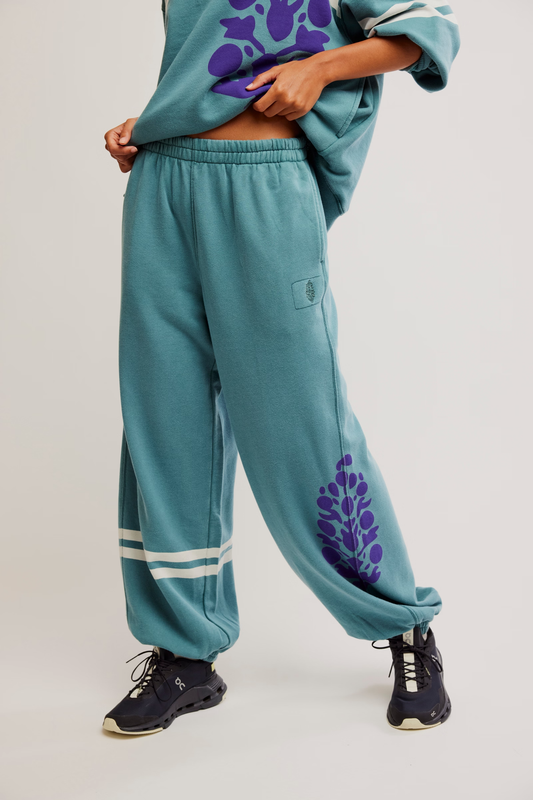 Free People All Star Logo Pant- Midnight Jade Combo