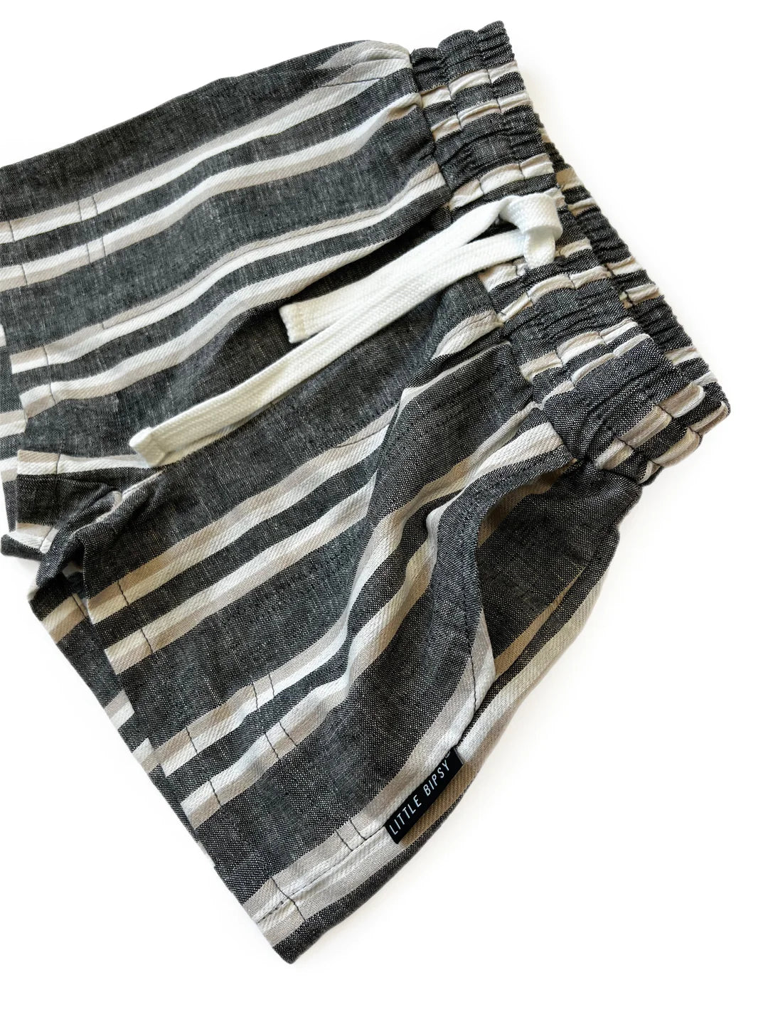 Linen Shorts- Charcoal Stripe