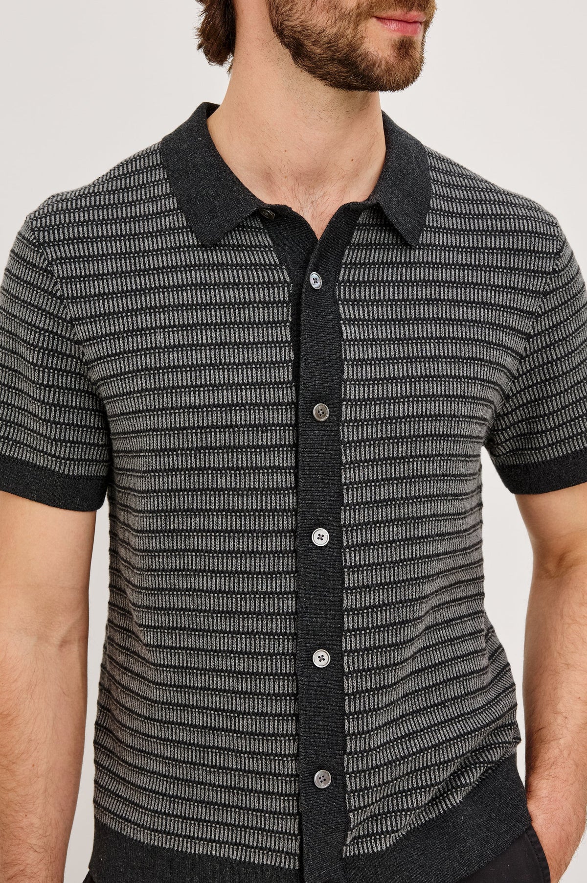 Rails Rubin Shirt- Charcoal Black Stripe