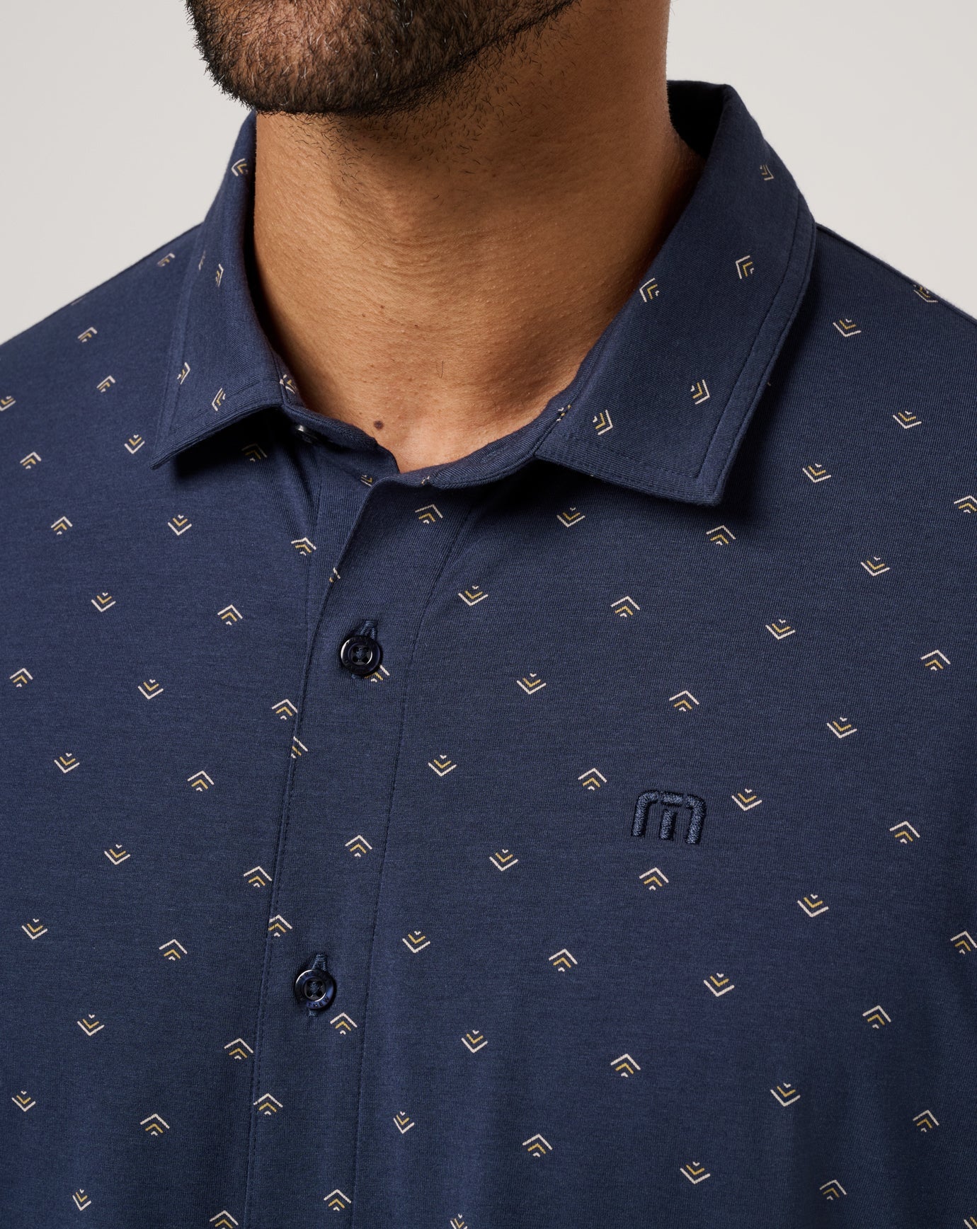 Travis Mathew Comfortknit Geo Button-Up- Total Eclipse