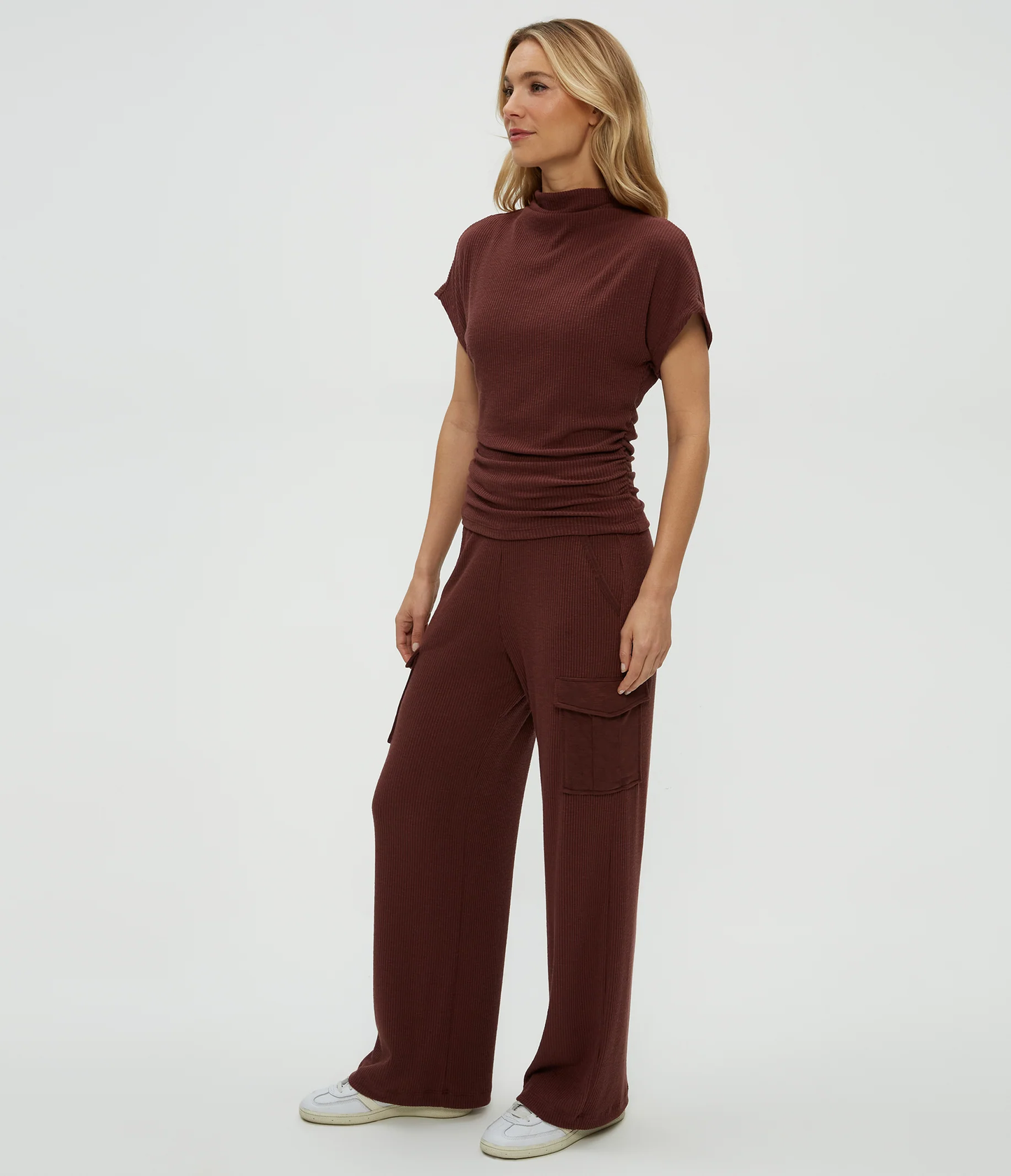 Michael Stars Avery Ribbed Cargo Pant- Espresso