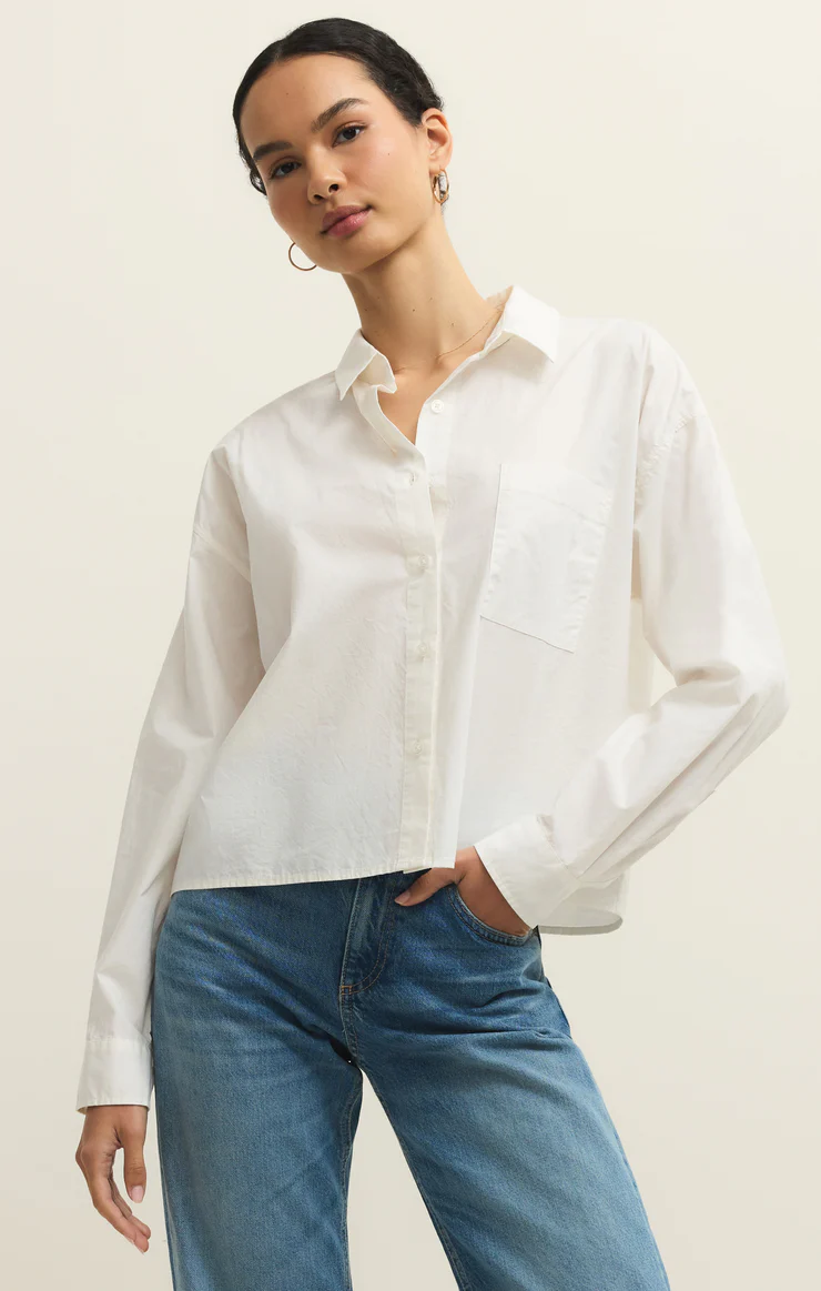 Z Supply Lisette Poplin Top- White