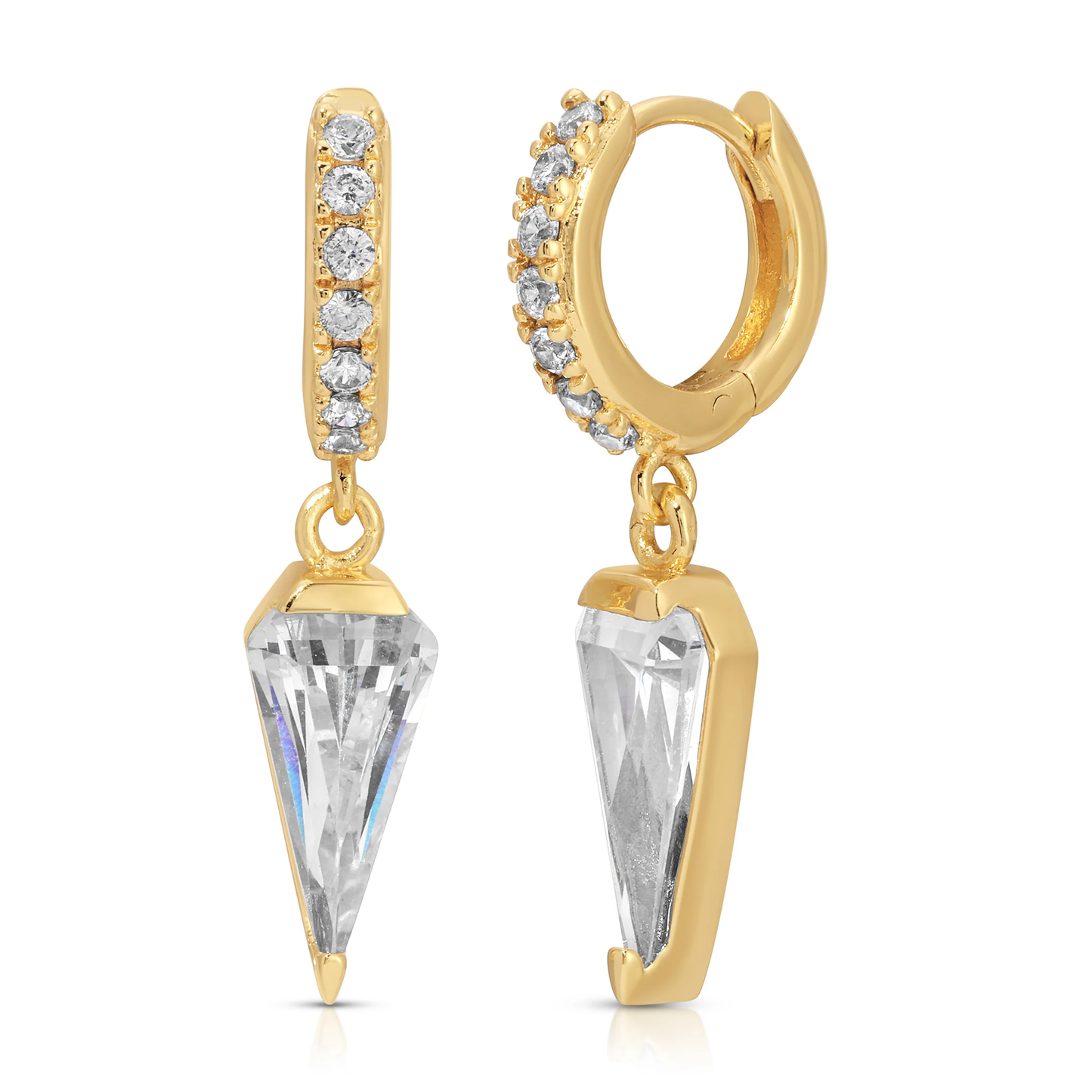 Jurate Fiona Pave Huggie Hoop with Diamond Dangle