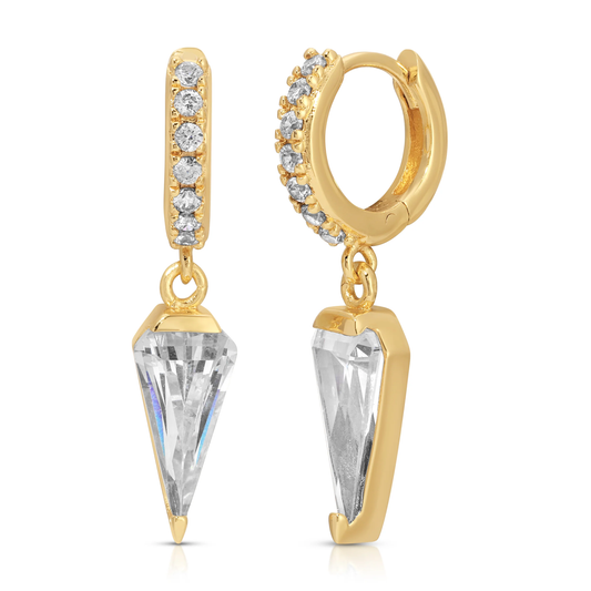 Jurate Fiona Pave Huggie Hoop with Diamond Dangle