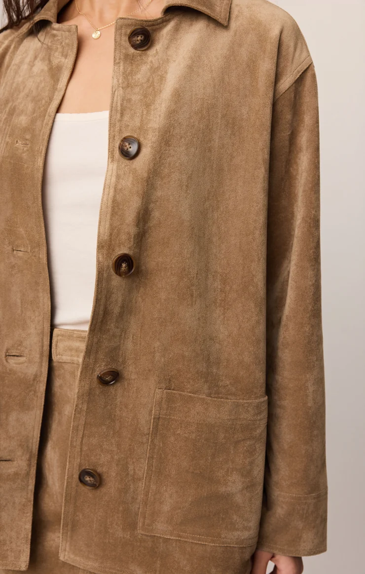 Z Supply Decker Faux Suede Chore Coat -Light Sand