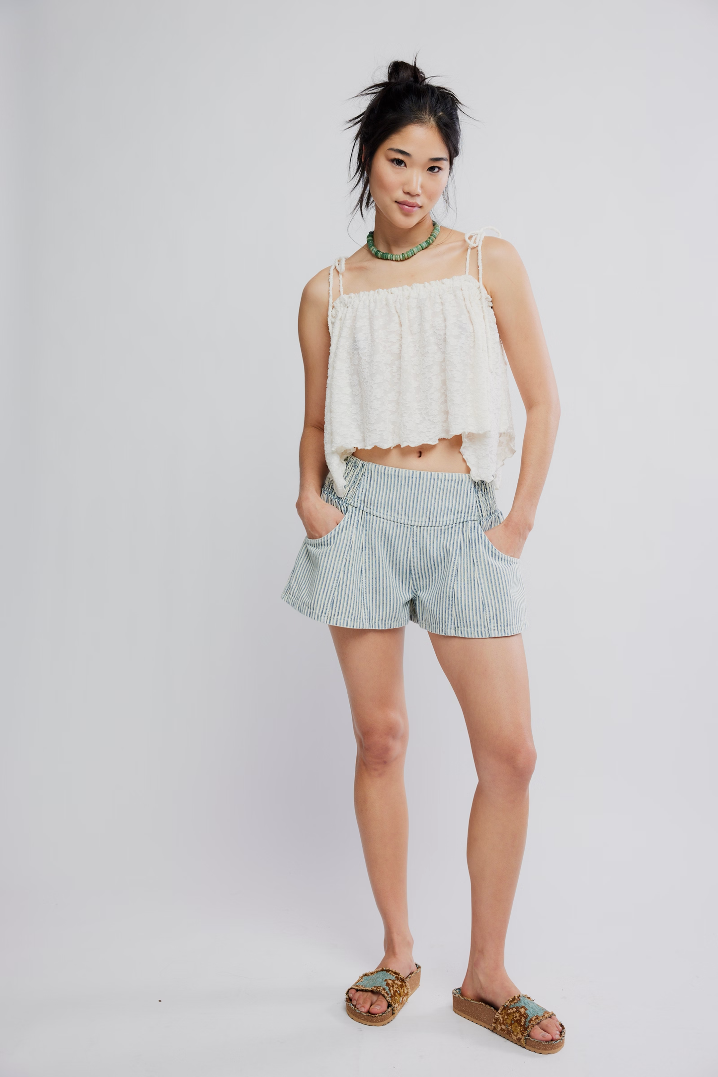 Free People Luna Railroad Pull-On Shorts- Horizon Stripe