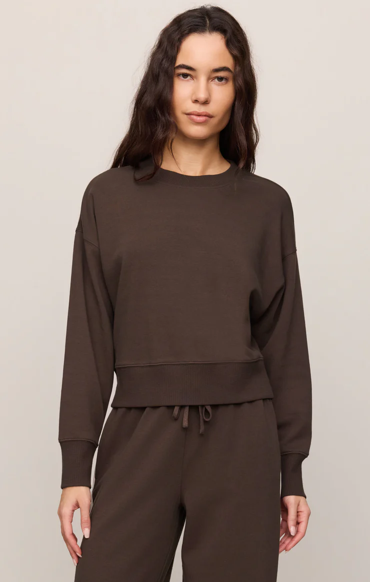Z Supply Comeback Sweatshirt- Dark Chocolate
