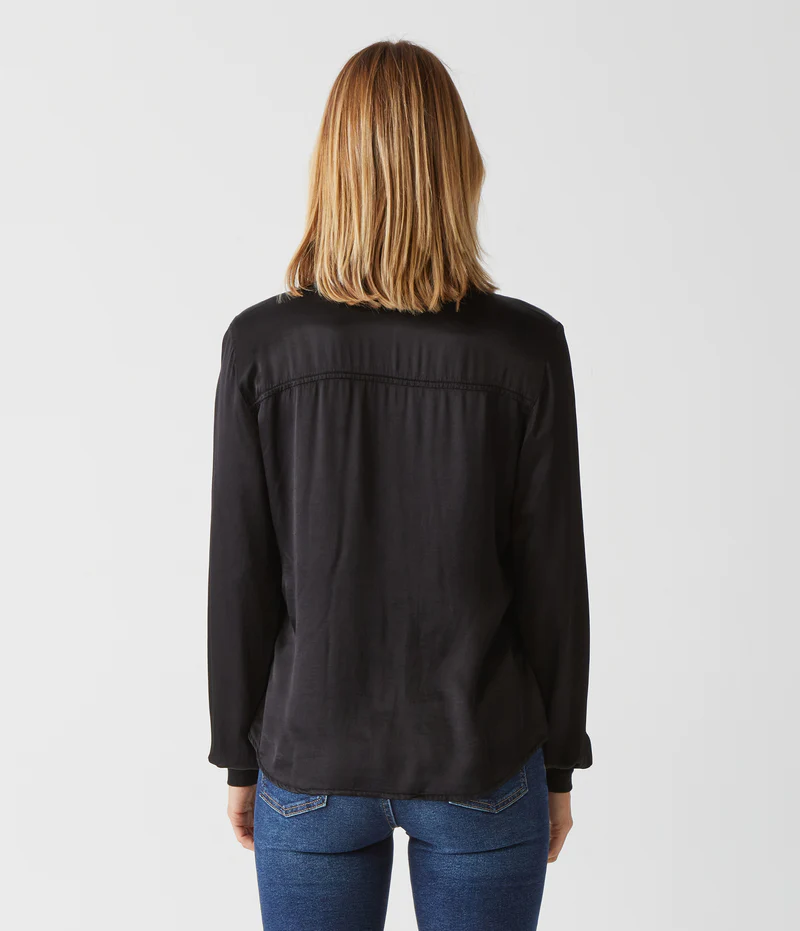 Michael Stars Meredith Button Down Shirt- Black