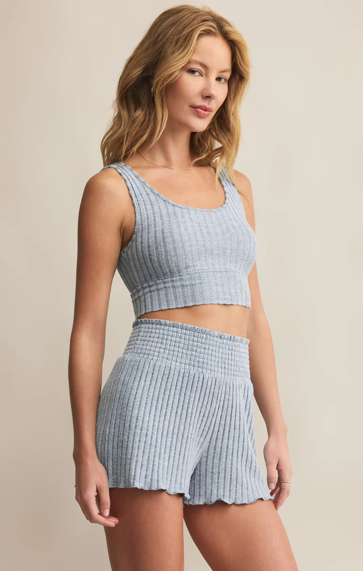 Z Supply Zoe Rib Bra Tank- Light Denim