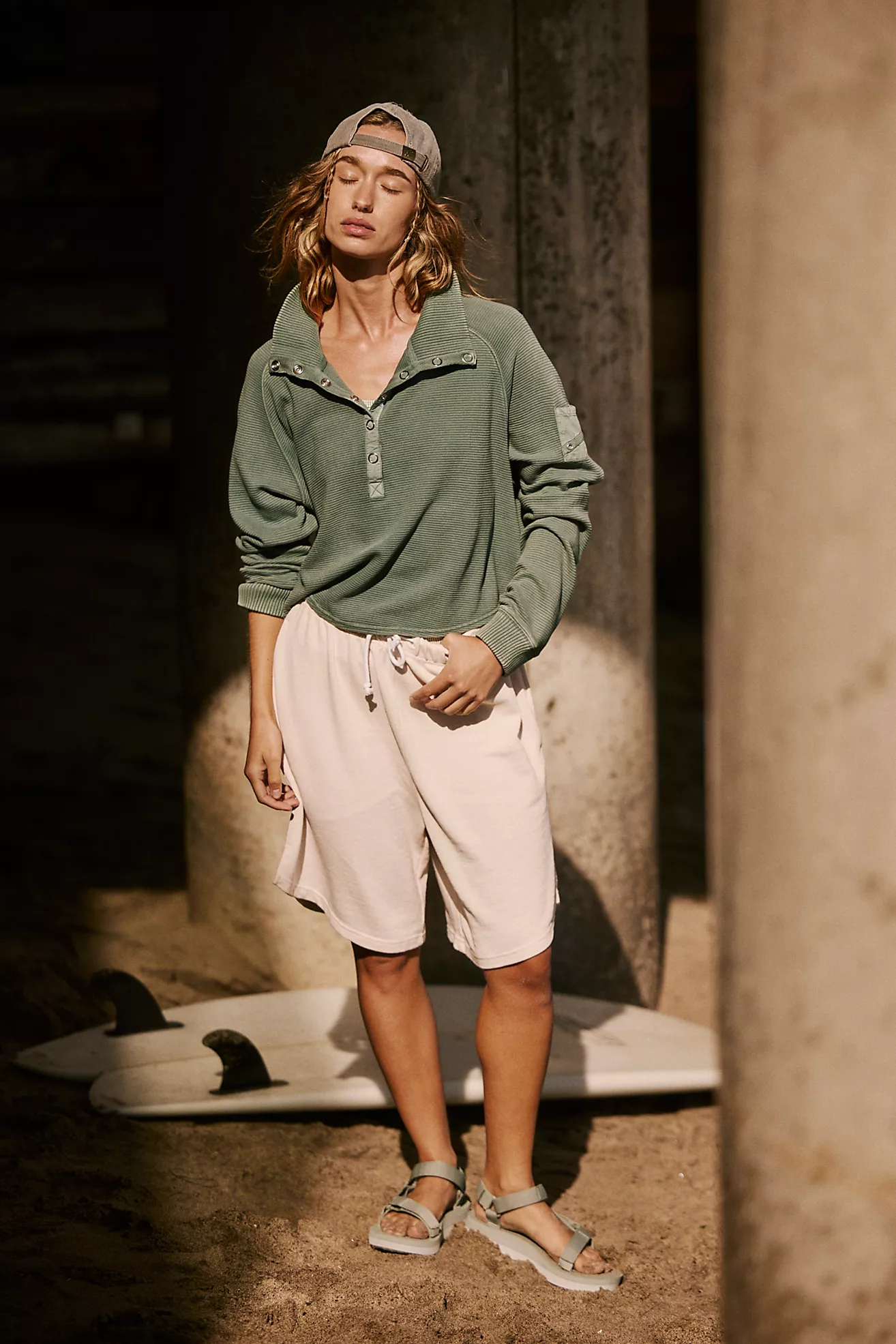 Free People So Fly Henley Layer- Midnight Jade