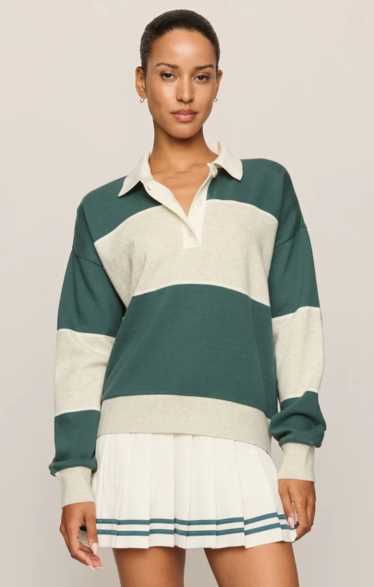 Z Supply Study Break Polo Sweatshirt-Feather Grey