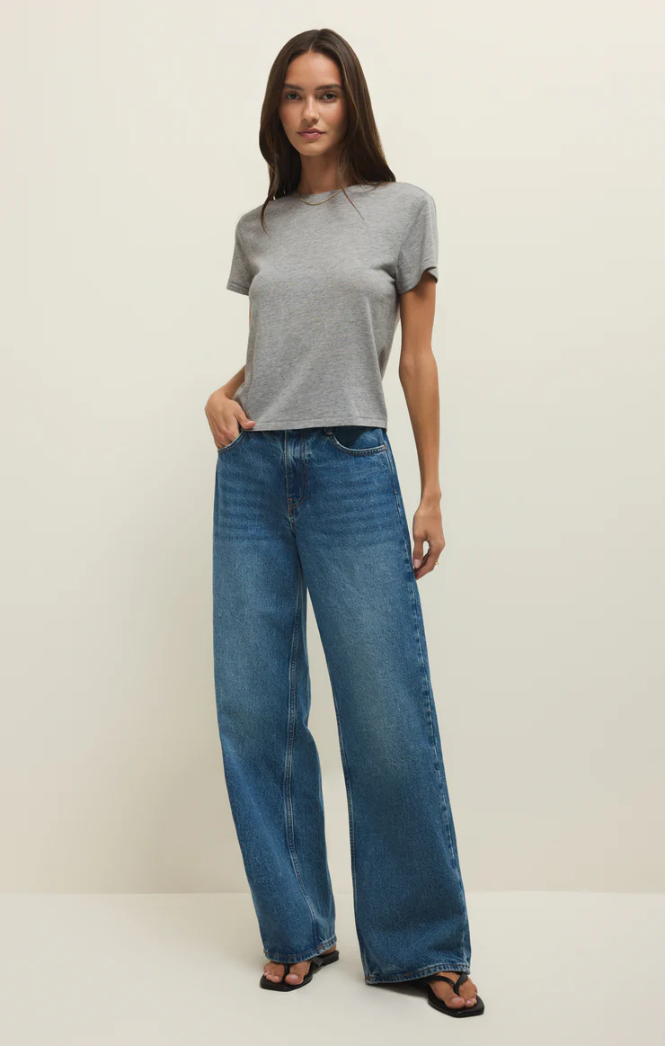 Z Supply Tourist Knit Jersey Tee- Heather Grey