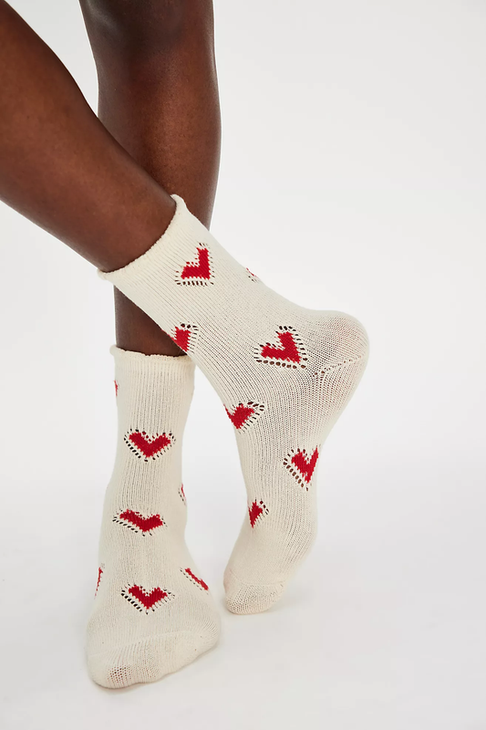 Free People Cupids Bow Socks- Red
