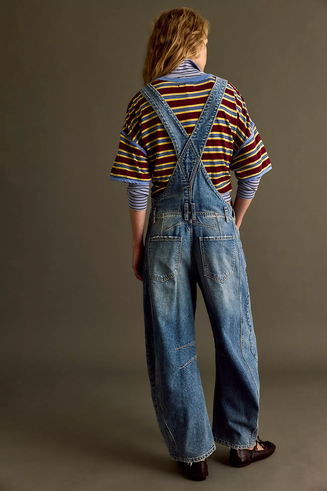 Free People Good Luck Barrel Overalls- Ultra Light Beam